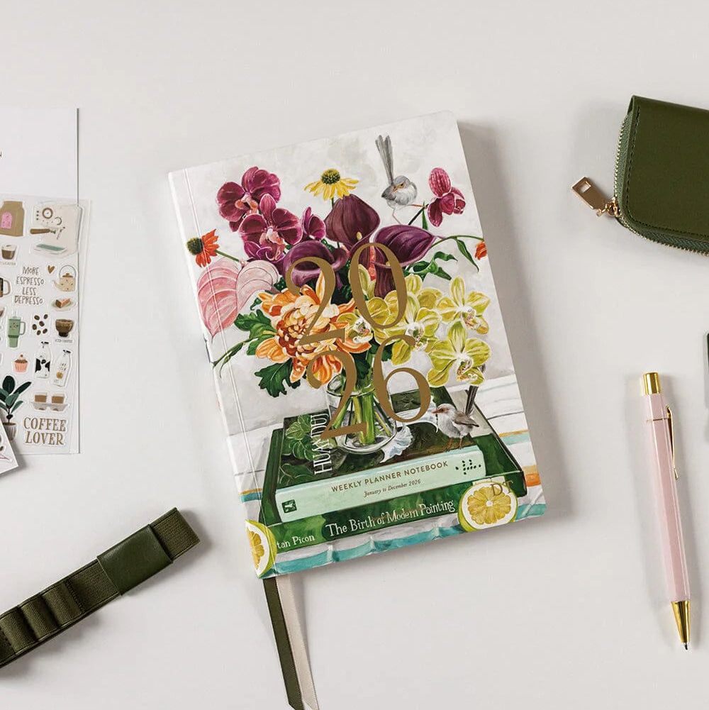 BESPOKE LETTERPRESS - 2026 Weekly Planner Notebook - Fairy Wren
