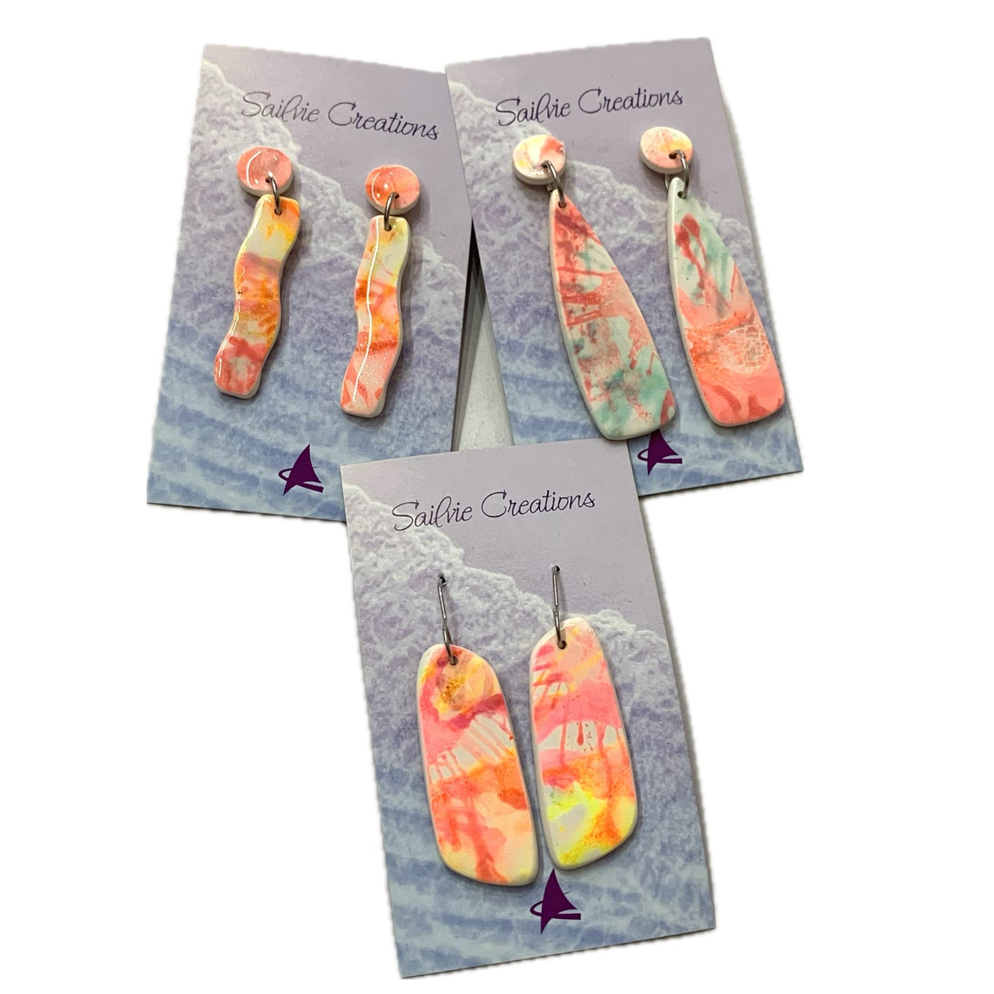 Sailvie Creations - Neon Splash Stud Top Dangle Earrings