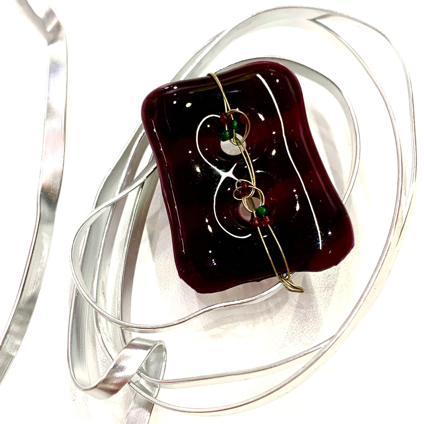 CARLEY CLARKE-RUSHTON - "Abstract Flowers #2- Buttons" Wire Wall Hanging/Sculpture