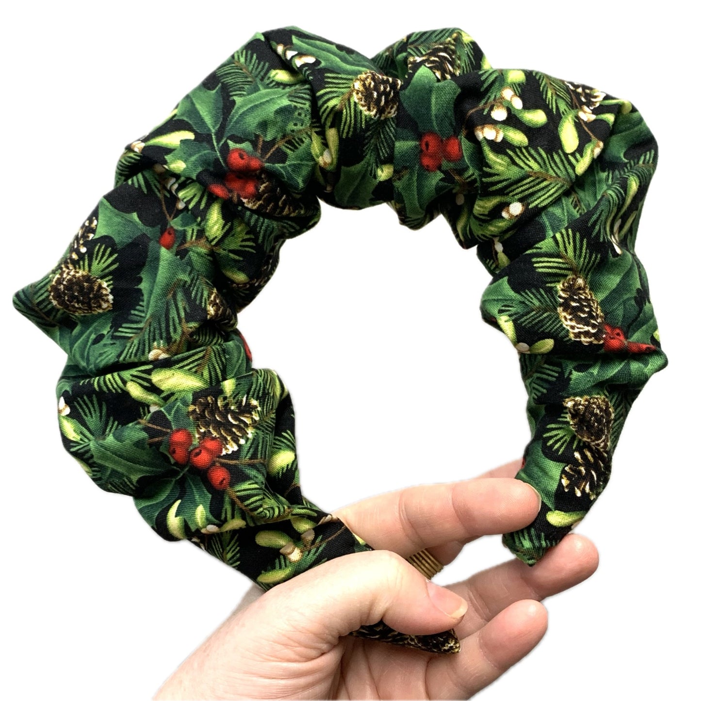 MAKIN WHOOPEE - BIG SCRUNCHIE CHRISTMAS HEADBANDS- Yuletide Greenery