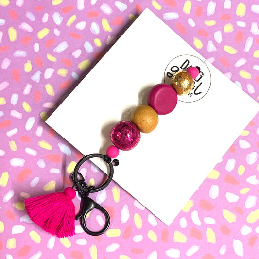 Dang Girl Designs - Pink & Gold- Jumbo Bead Lanyard