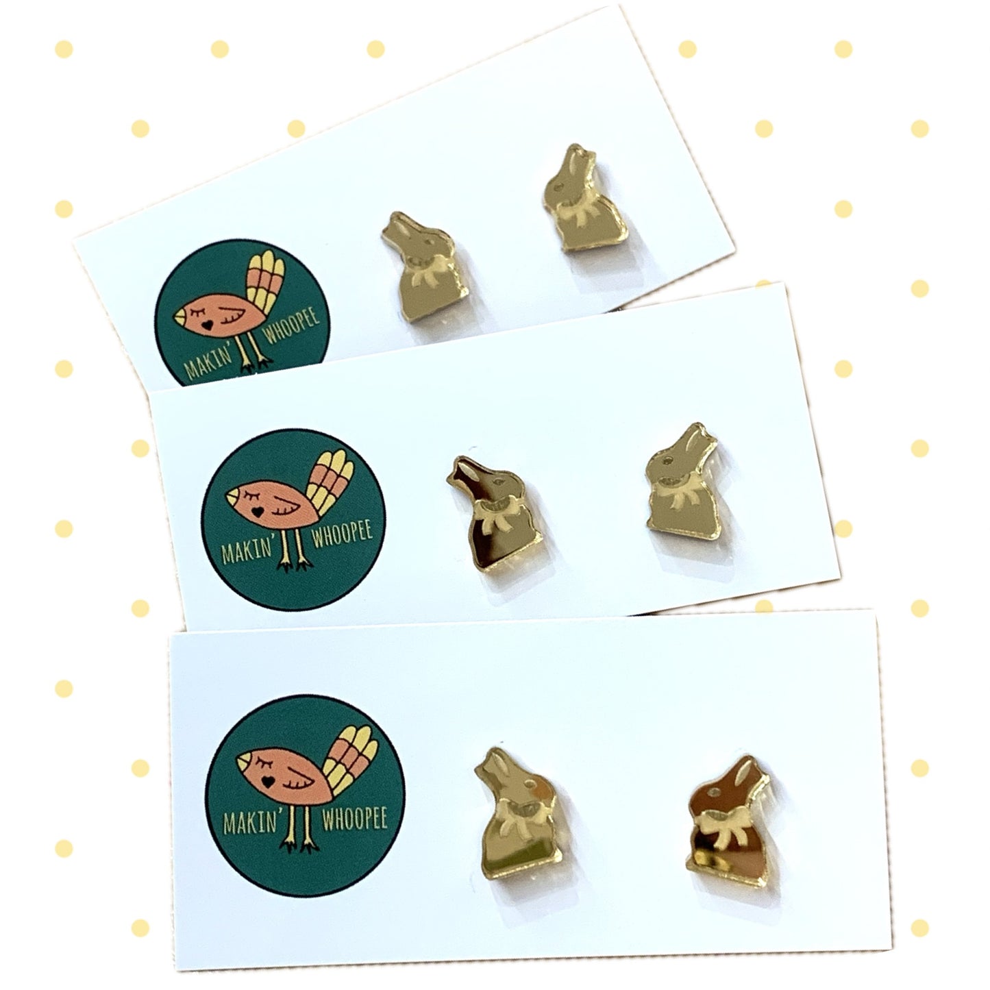 MAKIN' WHOOPEE - Gold Wrapped Chocolate Bunny Studs