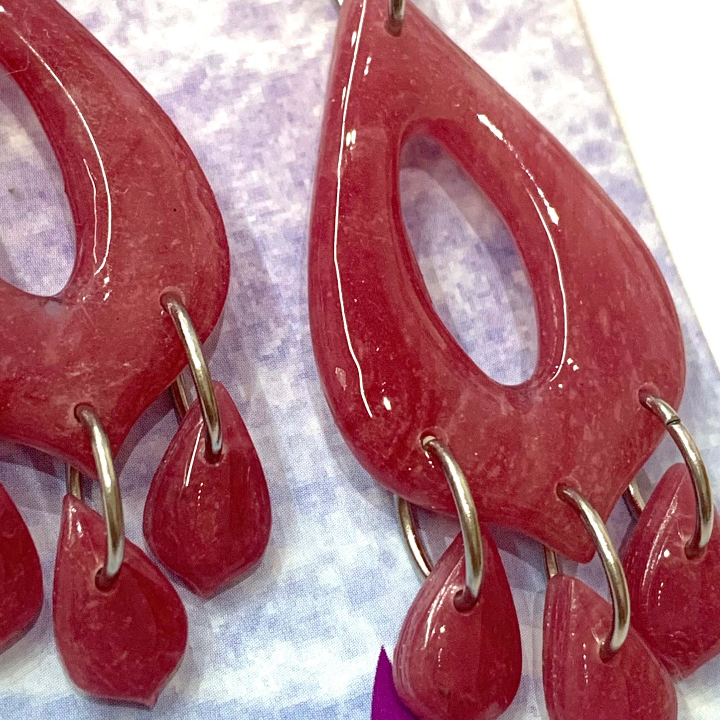 Sailvie Creations - Teardrop Purple Swirl Stud Dangle Earrings