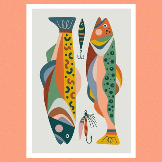 3 BIRDIES STUDIO- "Fishing" A4 Art Print