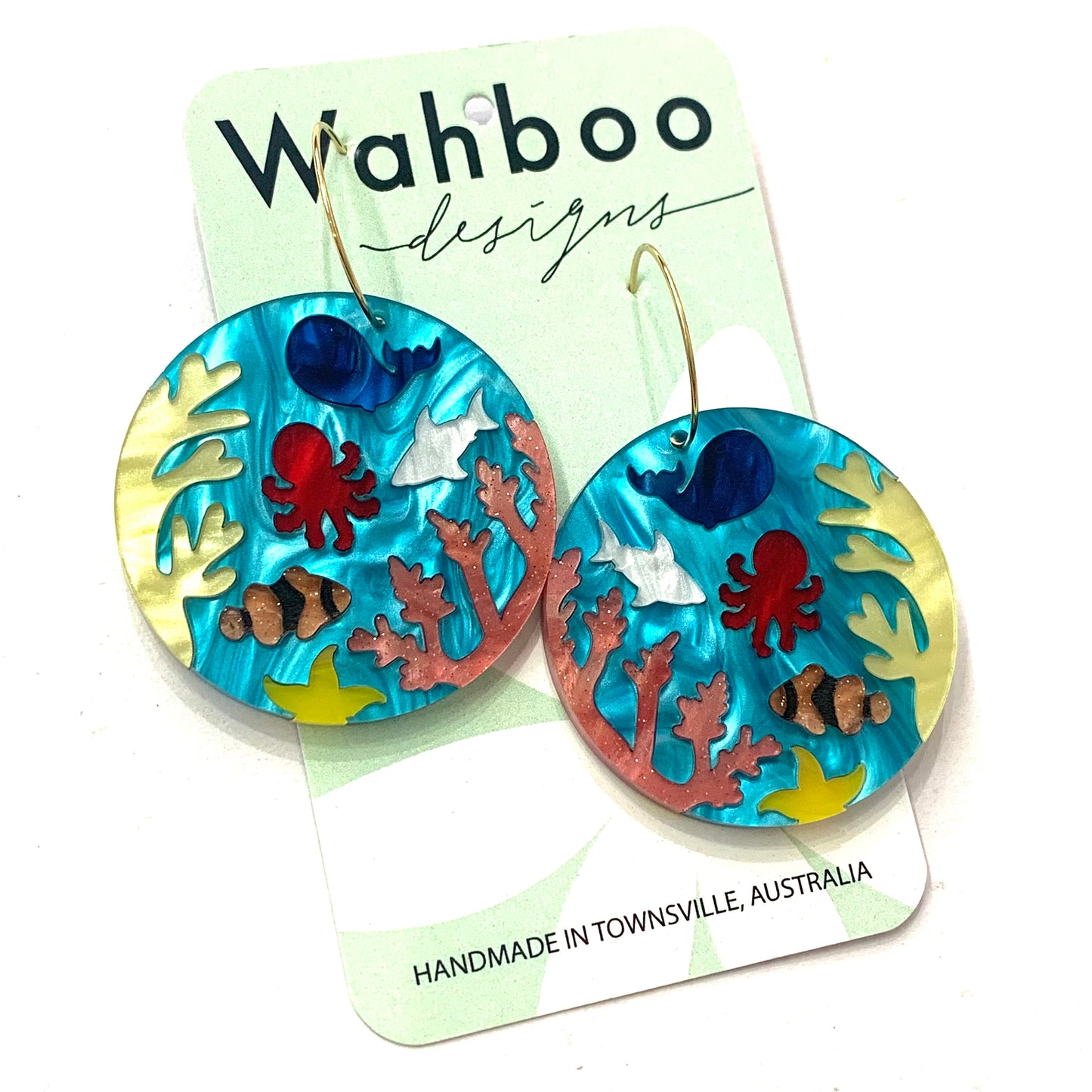 WAHBOO- Reef Scene Hoop Dangle Earrings