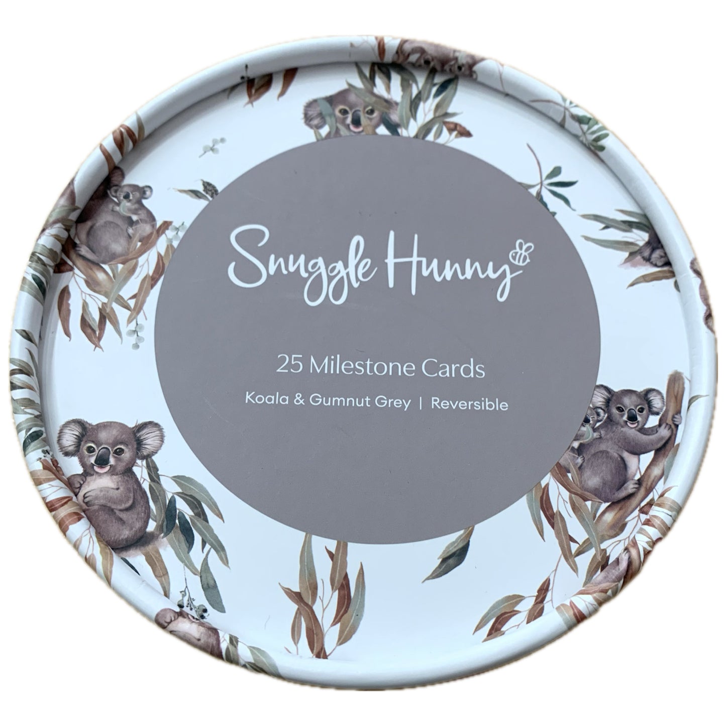 SNUGGLE HUNNY Koala & Gumnut Grey Reversible Milestone Cards