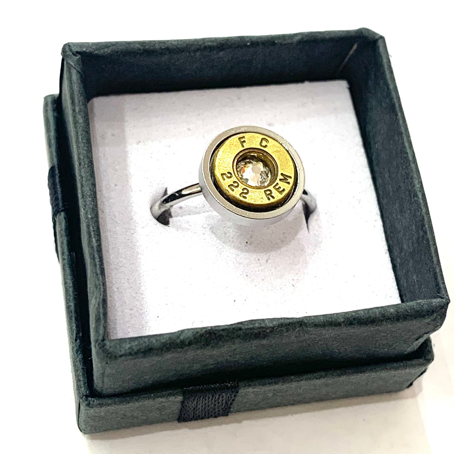 WILD BRASS- Adjustable Rings- Clear Swarovski Crystal