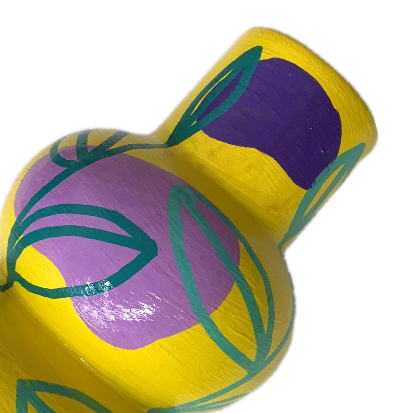 THIS BIRD HAS FLOWN - Small Vine Vase- Yellow, Purple, Teal & Aqua- Decorative Only