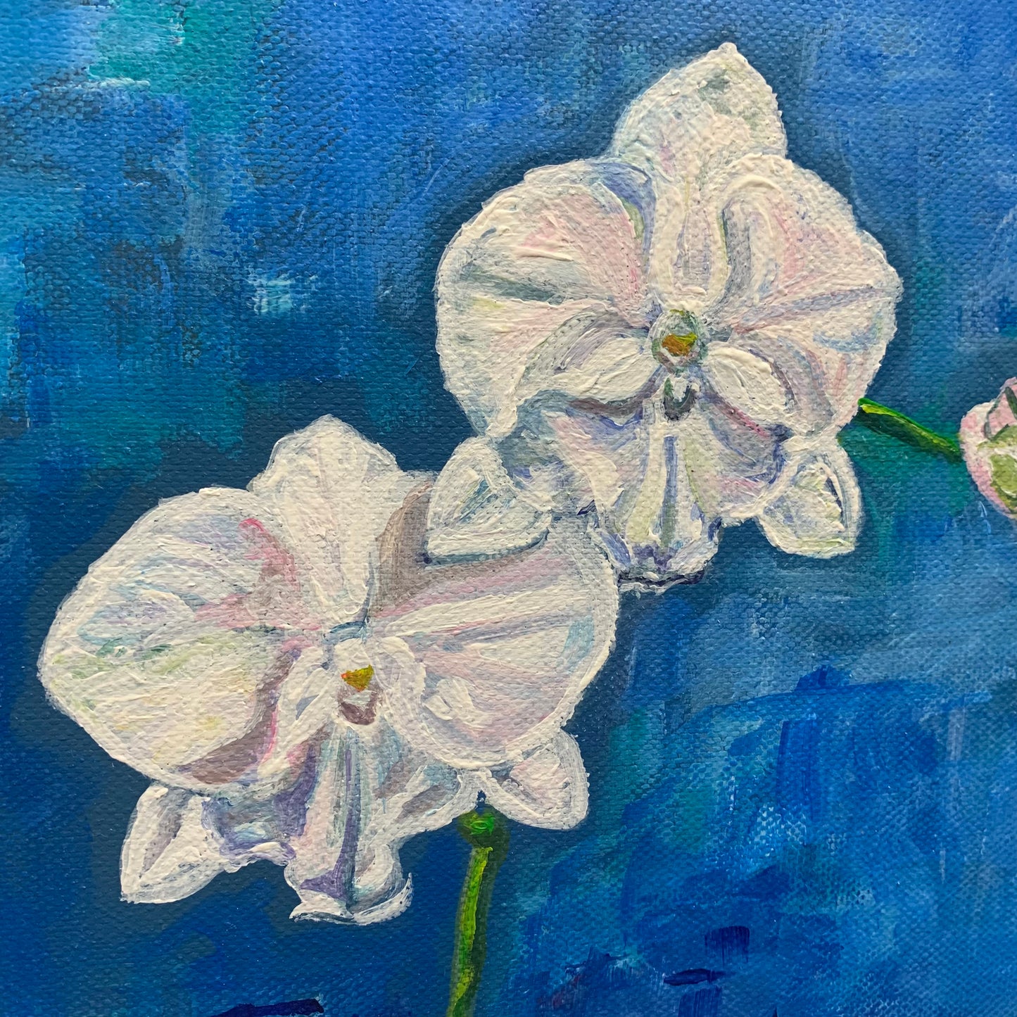 CARLEY CLARKE-RUSHTON - "Phalanopsis & Stained Glass" PAINTING