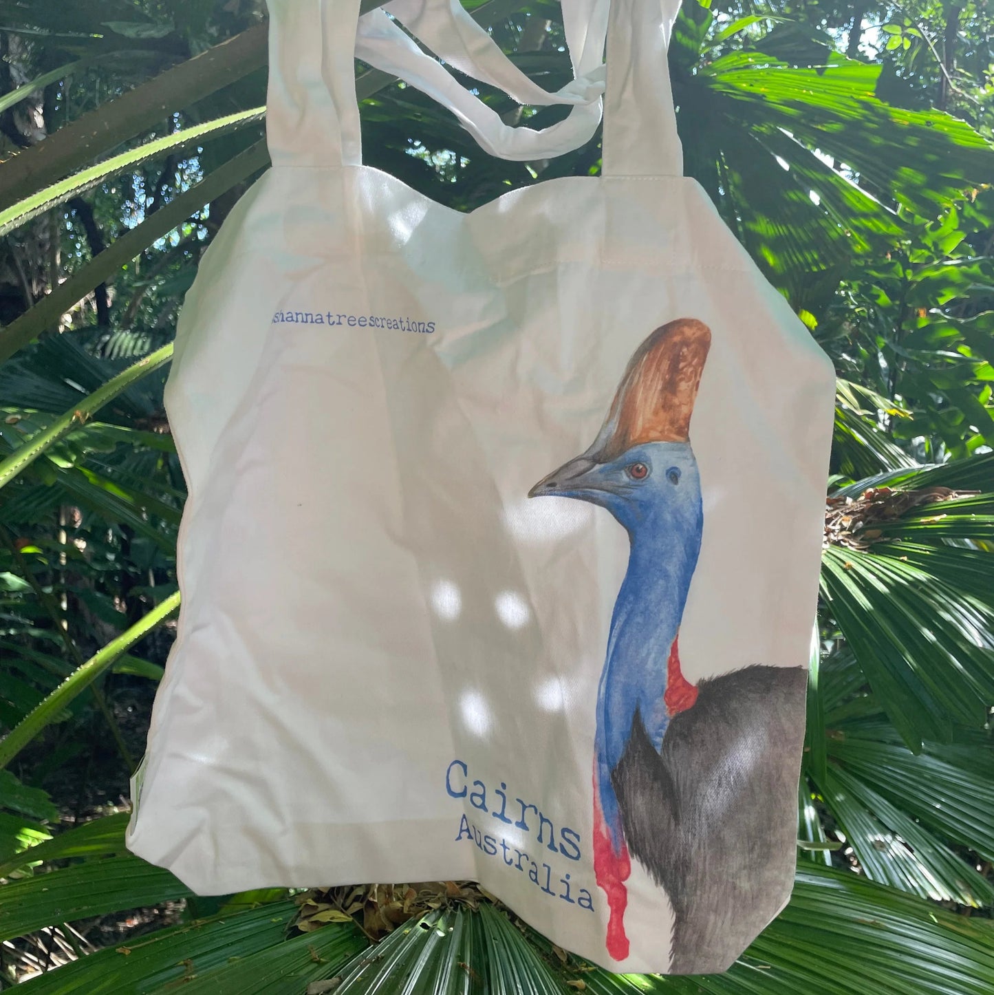 Shanna Trees Creations- "Cassowary" Cotton Tote Bag- White