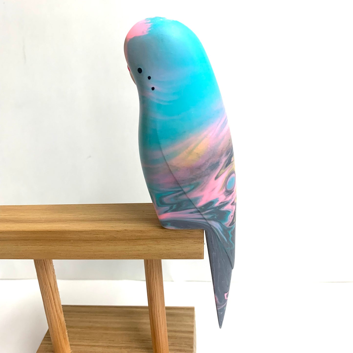 PETE CROMER - RESIN BUDGERIGAR #2 - Bubblegum Swirl
