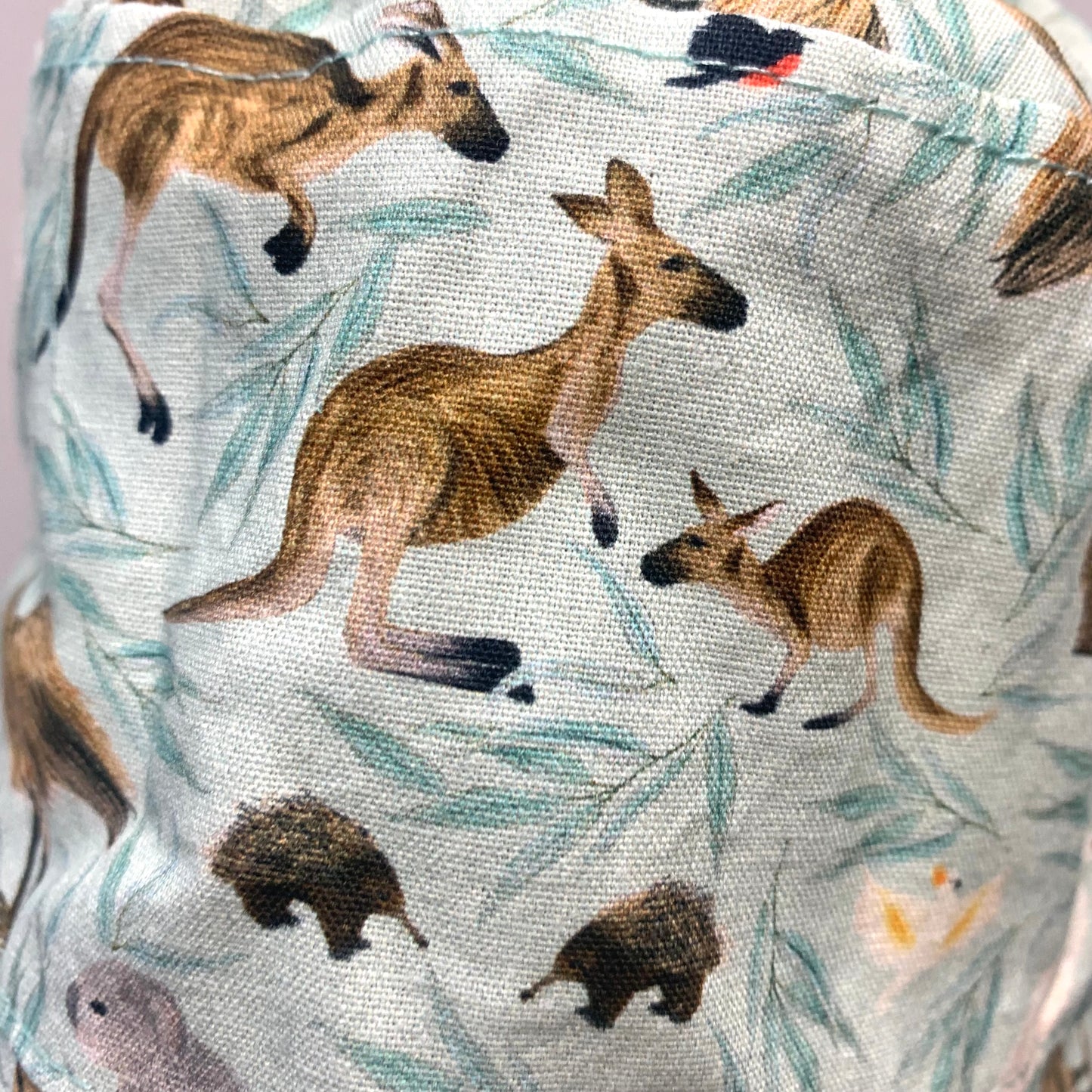 Teacups n Quilts- Aussie Animals & Gum Leaves Fabric Hat - Kids Size Large