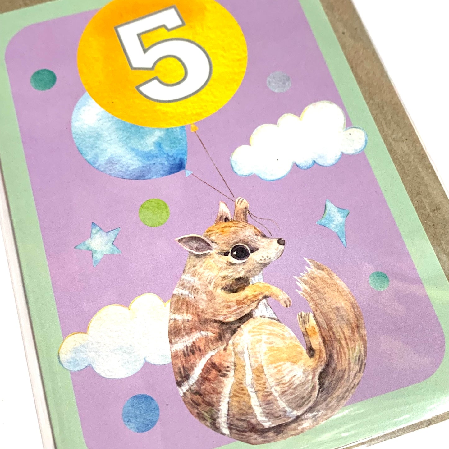 WATERCOLOURS BY CAT- "Five - Numbat"- Australian Animal Kids Age Card