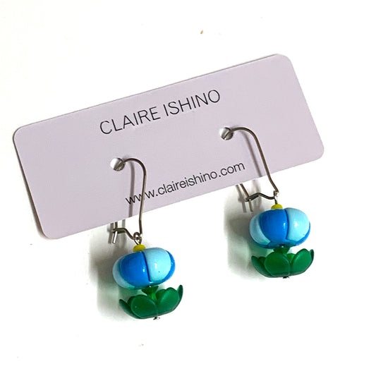 CLAIRE ISHINO- Balloon Bloom Earrings - Sky Blue