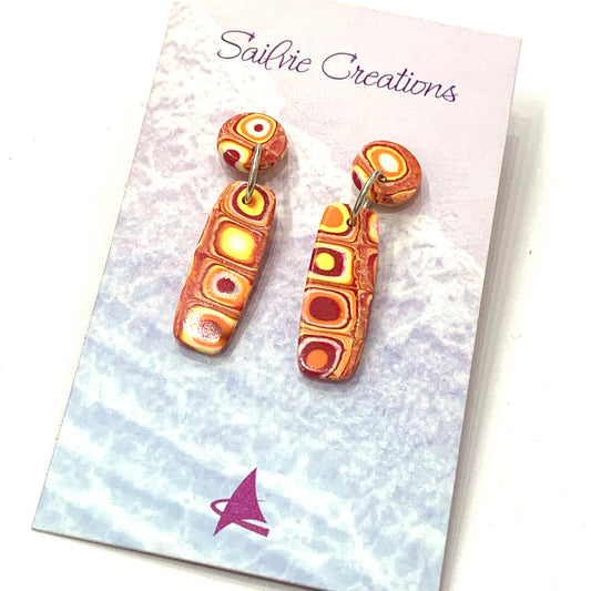 Sailvie Creations - Small Rhombus Cane Stud Top Dangle Earrings