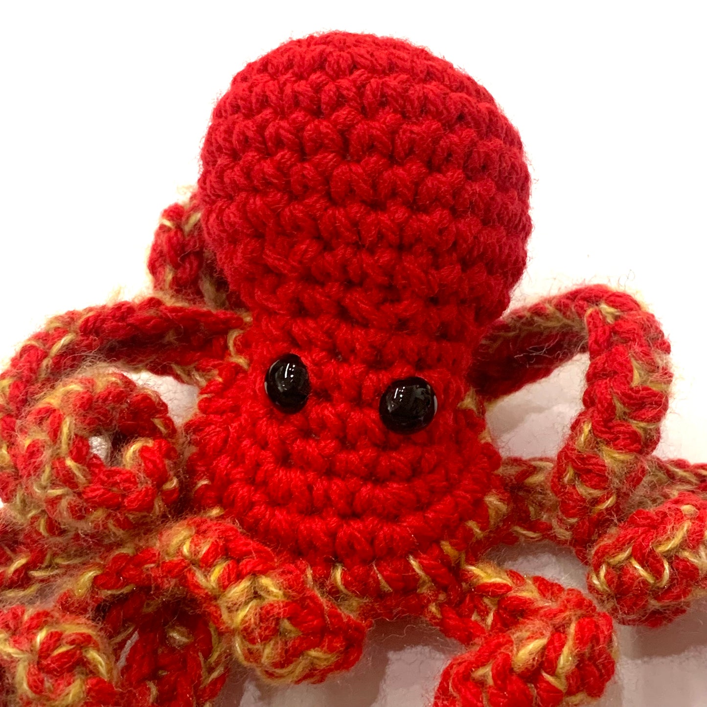 BEAKNITS- CROCHETED OCTOPUS - Red with Yellow