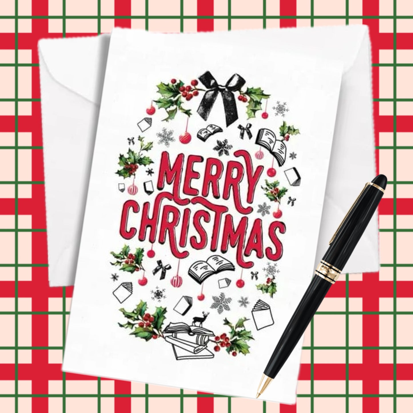 NOOK & BURROW- "Merry Bookish Christmas"- Christmas Card