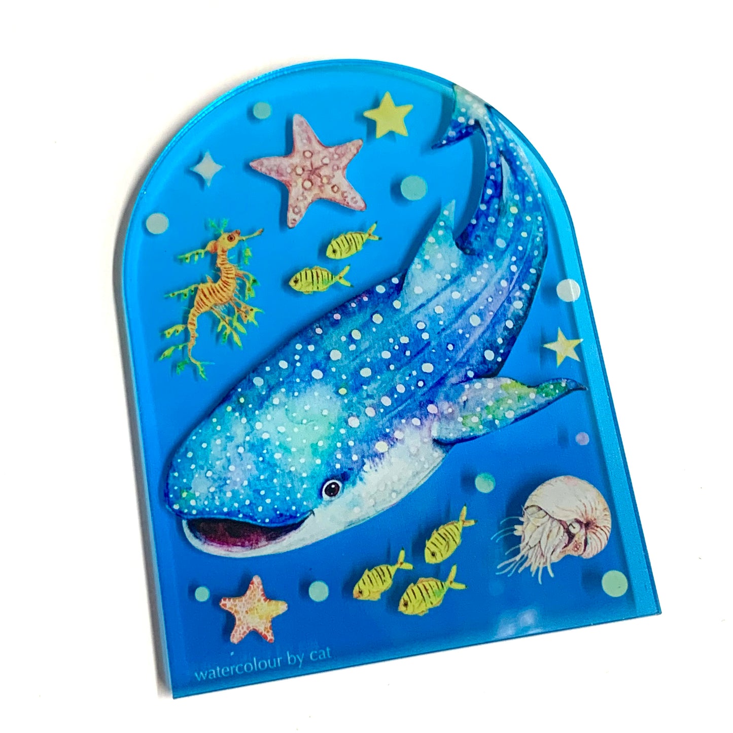 WATERCOLOURS BY CAT- Whale Shark- Australian Marine Animal Art Magnet