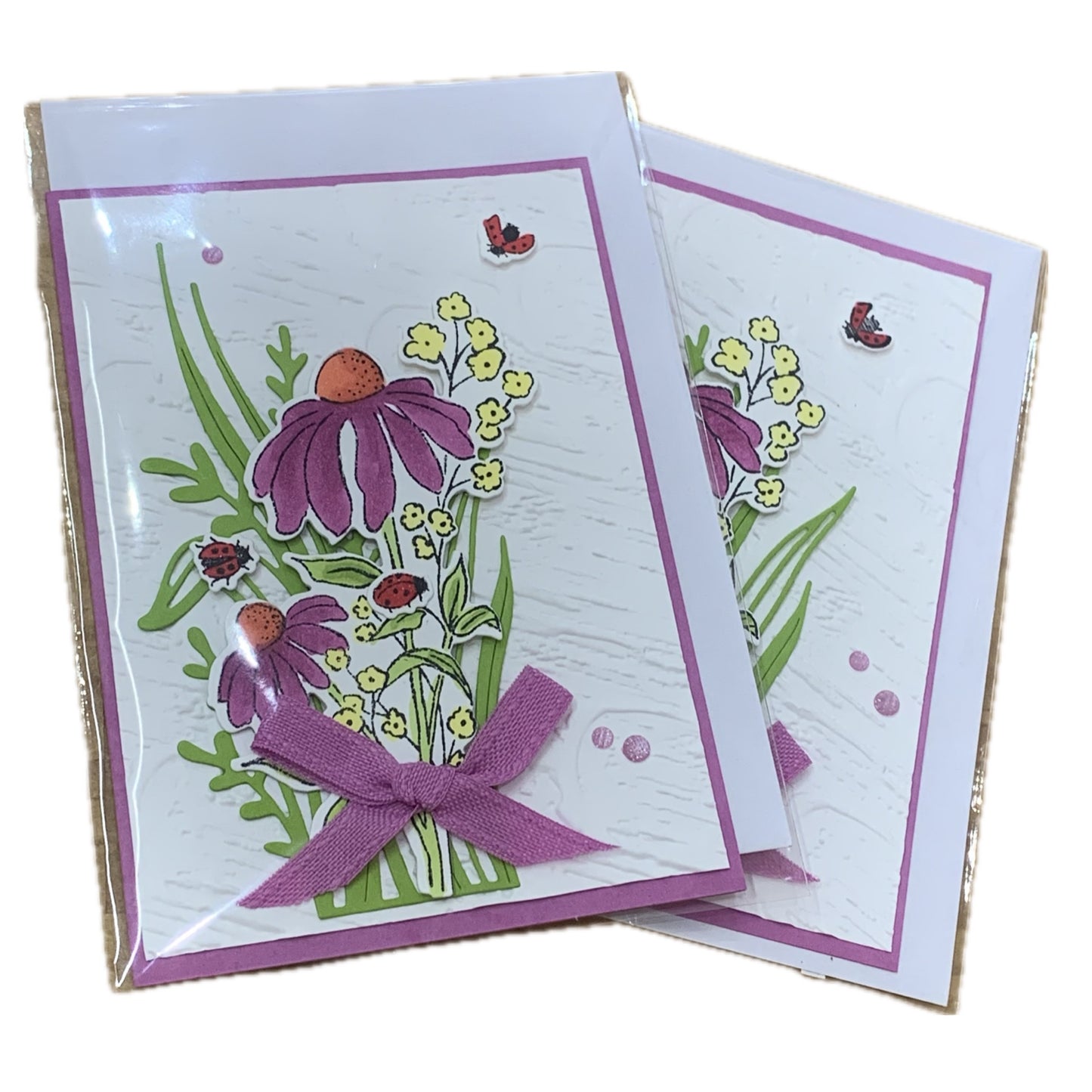 PAPER POSSUM- DAISIES & LADY BUGS - BLANK HANDMADE CARD