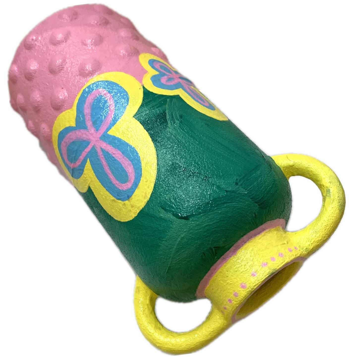 THIS BIRD HAS FLOWN - Tall Bump Vase- Pink, Green & Yellow