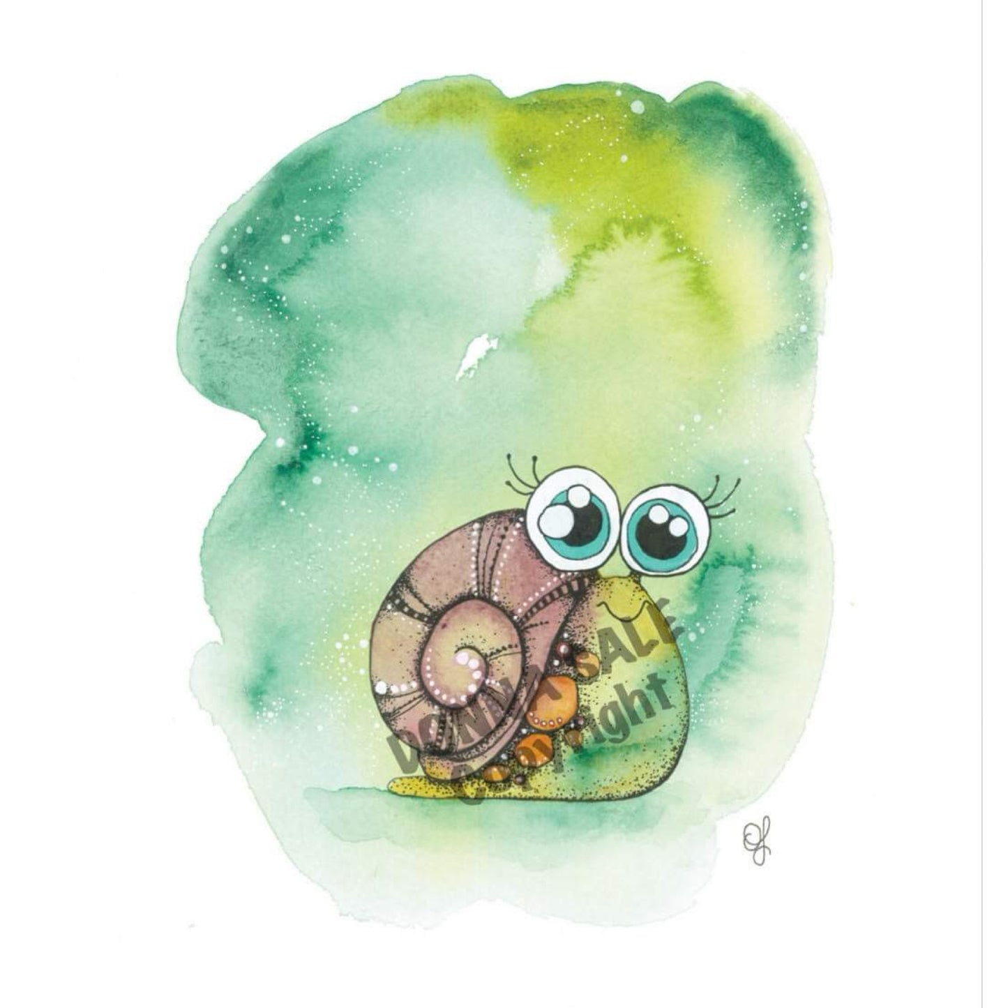 DONNA K CREATIONS- A4 ART PRINTS- Green Snail