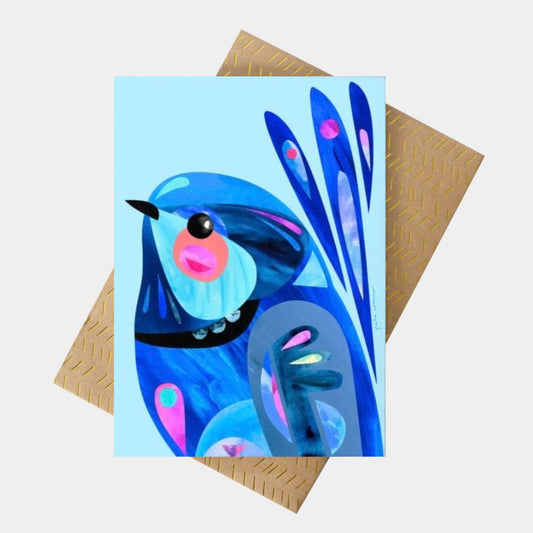 PETE CROMER - FAIRY WREN- GREETING CARD