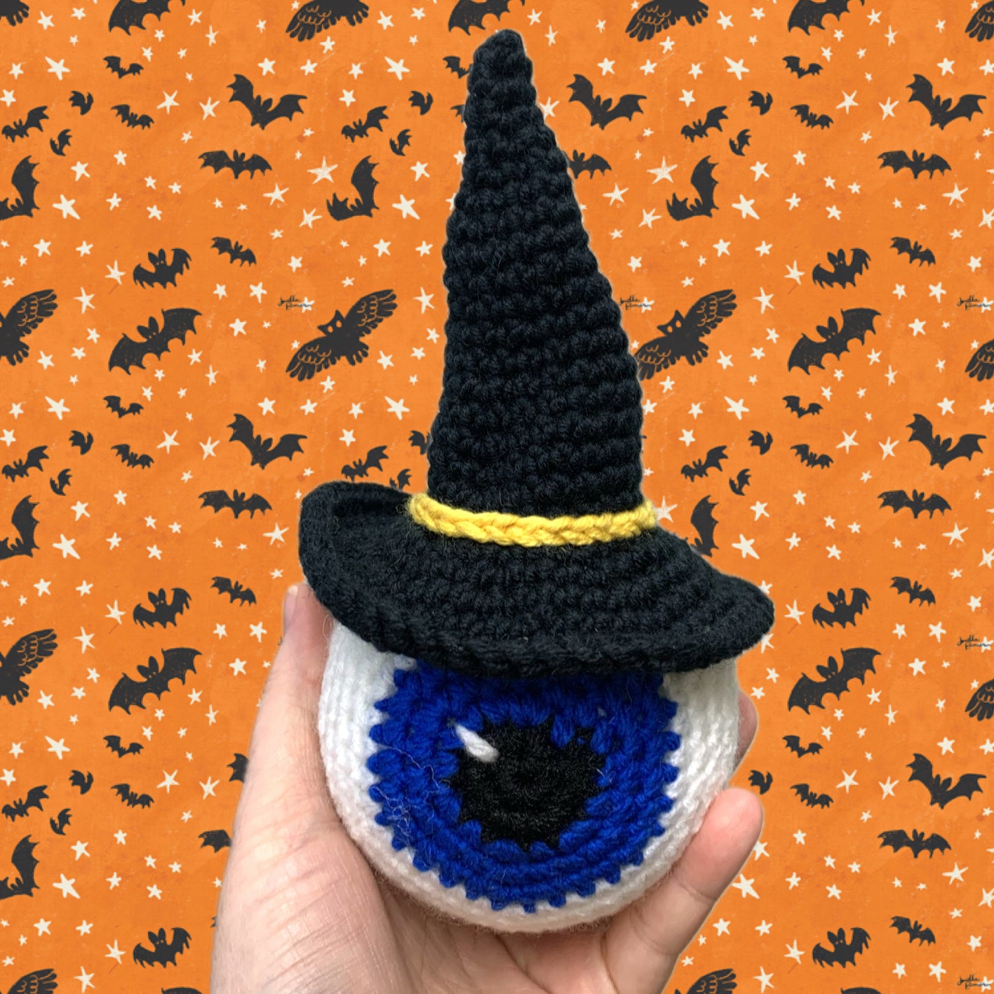 BEAKNITS- "BLUE EYEBALL"- CROCHETED HALLOWEEN COASTER