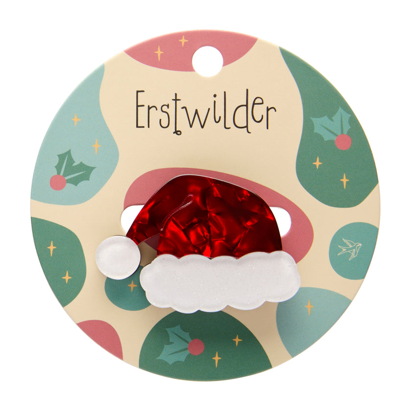 ERSTWILDER - "Santa's New Hat" Mini Brooch - MERRY MENAGERIE- CHRISTMAS COLLECTION