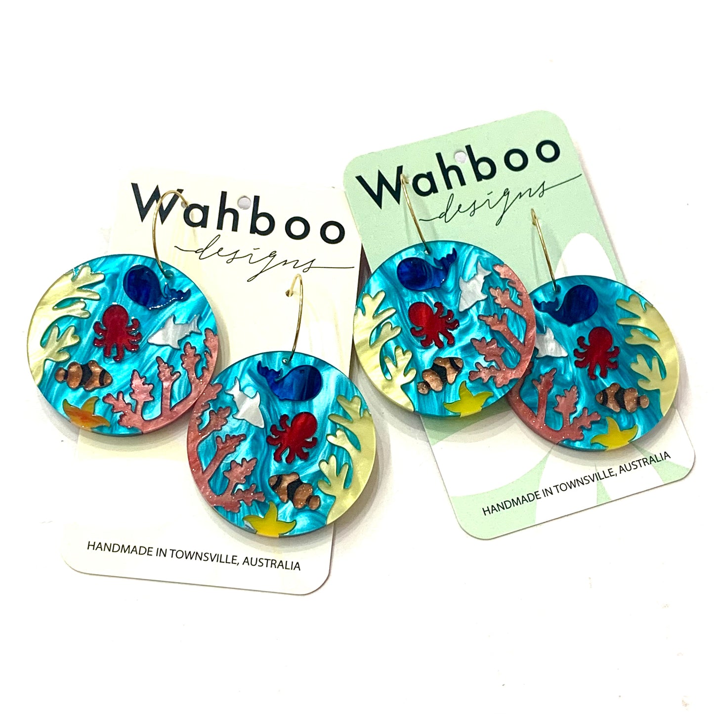 WAHBOO- Reef Scene Hoop Dangle Earrings