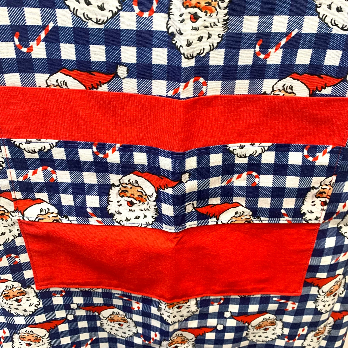 MUMMA WHOOPEE - "BLUE CHECK SANTAS" Apron