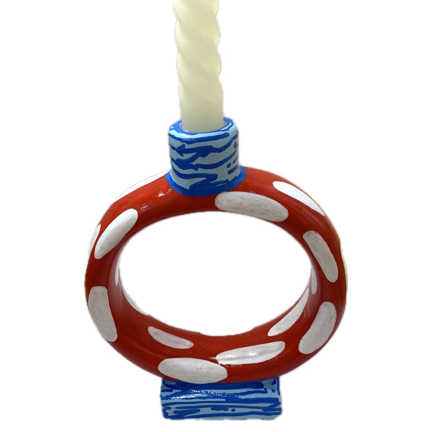 THIS BIRD HAS FLOWN - Ring Candle Holder- Red, White & Blue Mushie- Candle Included