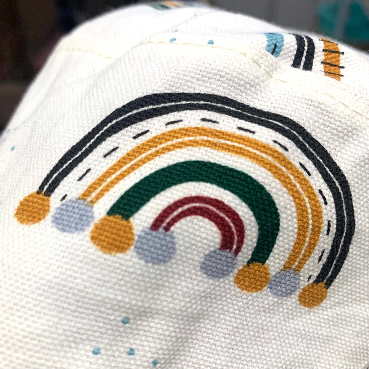 Teacups n Quilts- Boho Rainbow Fabric Hat - Small Adult/Large Child Size