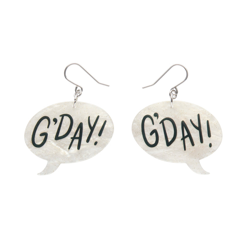 ERSTWILDER - G'DAY Speech Bubbles - White- Essential Earrings - AUSTRALIANA COLLECTION