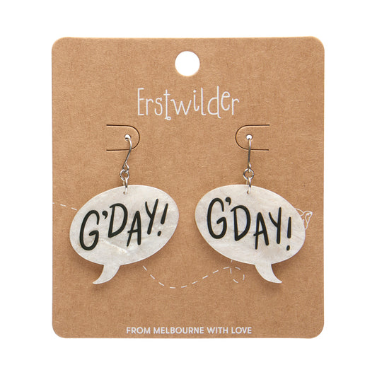 ERSTWILDER - G'DAY Speech Bubbles - White- Essential Earrings - AUSTRALIANA COLLECTION