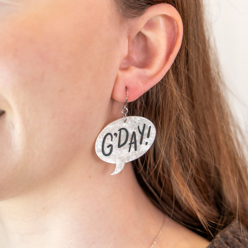 ERSTWILDER - G'DAY Speech Bubbles - White- Essential Earrings - AUSTRALIANA COLLECTION