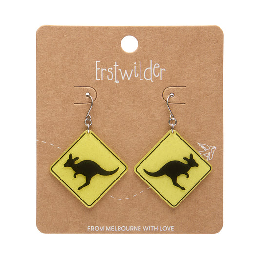 ERSTWILDER - Kangaroo Crossing Sign Drops - Essential Earrings - AUSTRALIANA COLLECTION