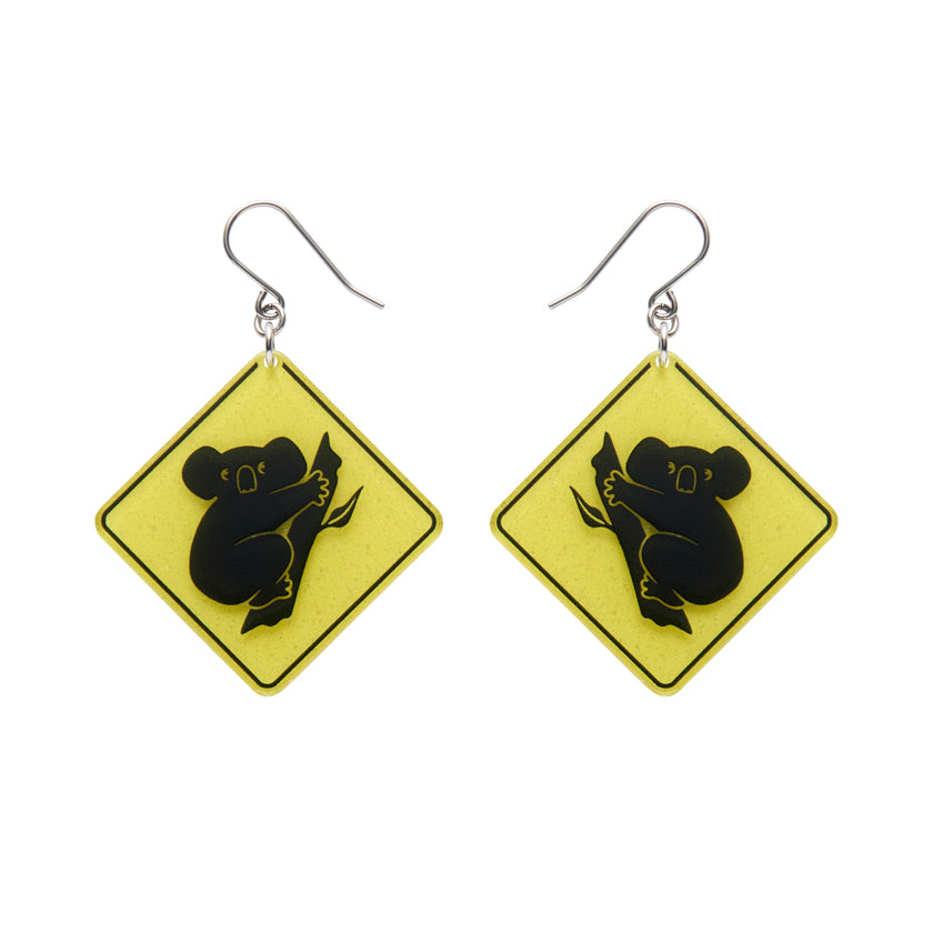 ERSTWILDER - Koala Crossing Sign Drops - Essential Earrings - AUSTRALIANA COLLECTION