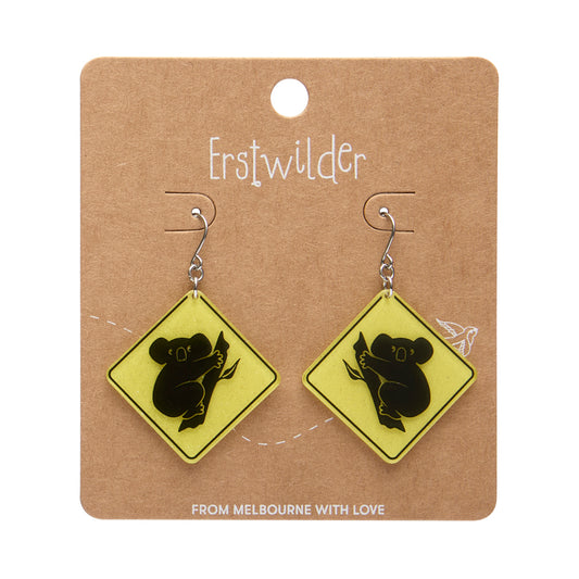 ERSTWILDER - Koala Crossing Sign Drops - Essential Earrings - AUSTRALIANA COLLECTION