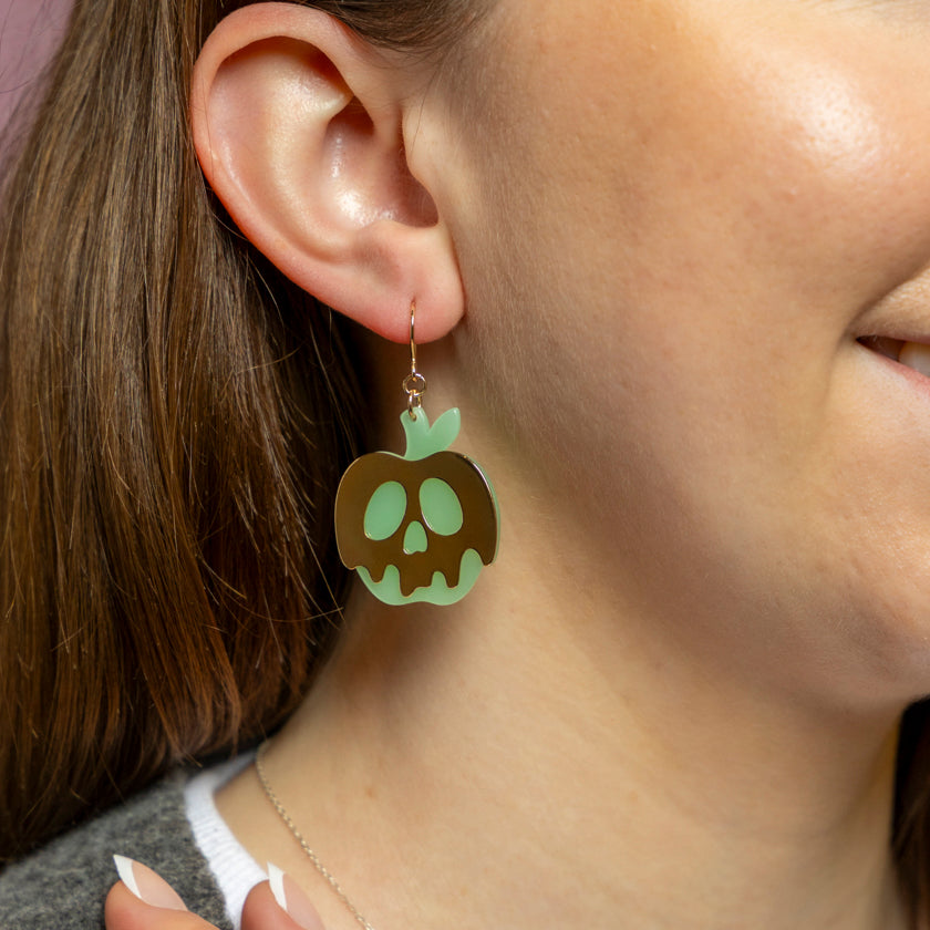ERSTWILDER - Poison Apple Drop Earrings: Glow in the Dark & Gold - HAUNTED AT HEART- HALLOWEEN COLLECTION