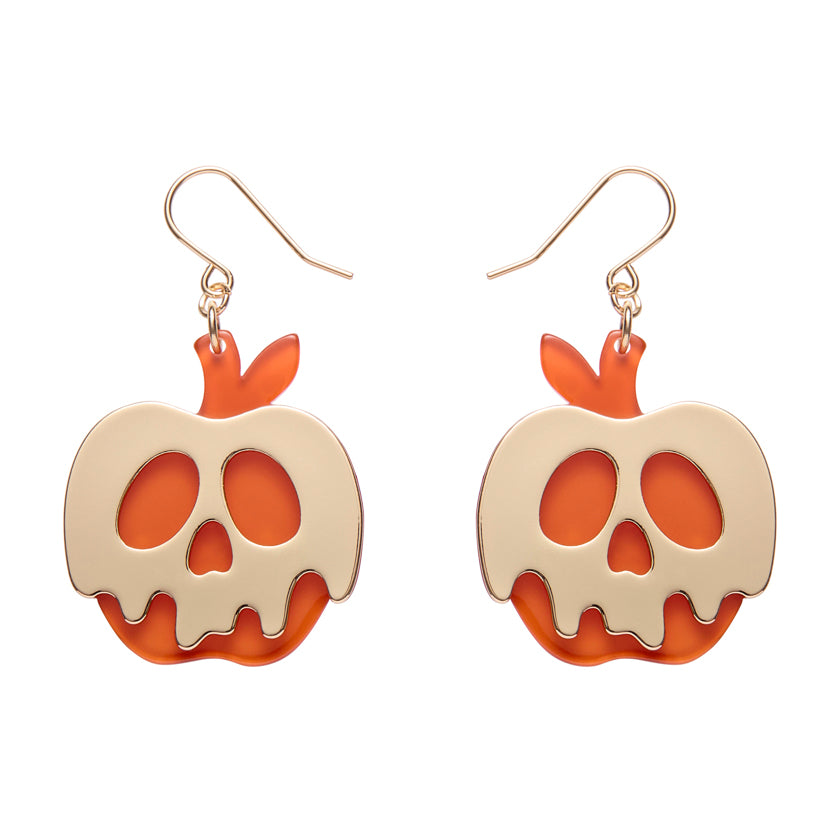 ERSTWILDER - Poison Apple Drop Earrings: Orange & Gold - HAUNTED AT HEART- HALLOWEEN COLLECTION