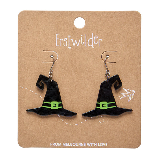 ERSTWILDER - Witch's Hat Drop Earrings: Black - HAUNTED AT HEART- HALLOWEEN COLLECTION