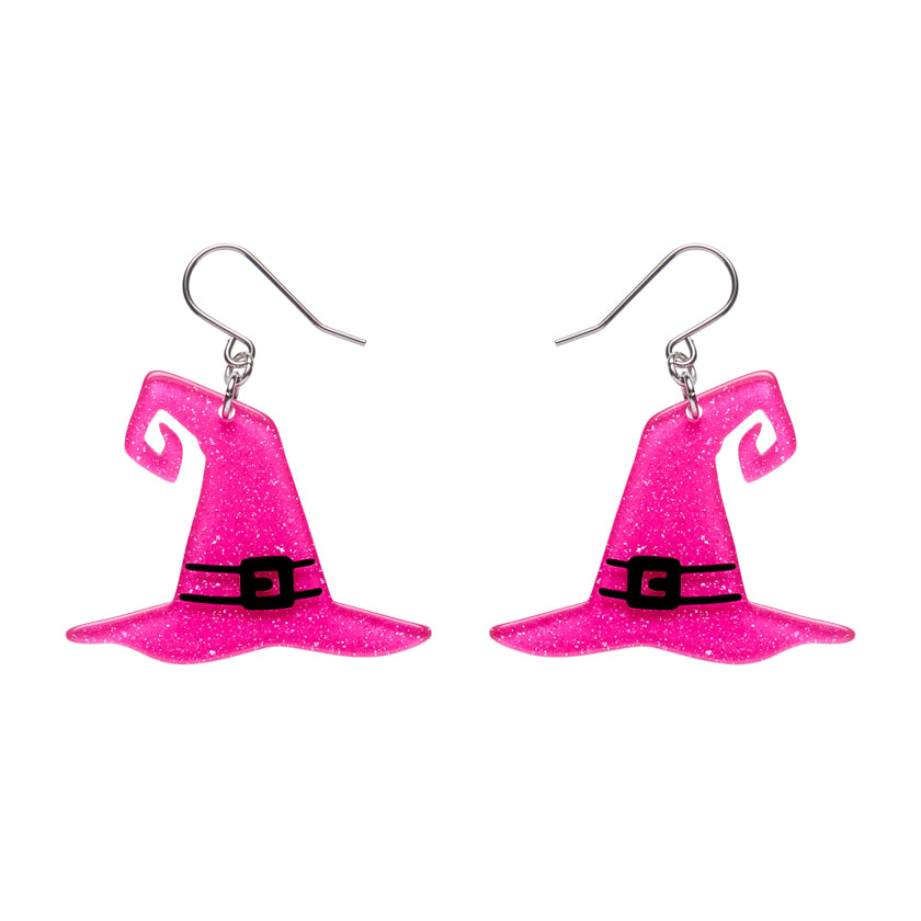 ERSTWILDER - Witch's Hat Drop Earrings: Pink - HAUNTED AT HEART- HALLOWEEN COLLECTION
