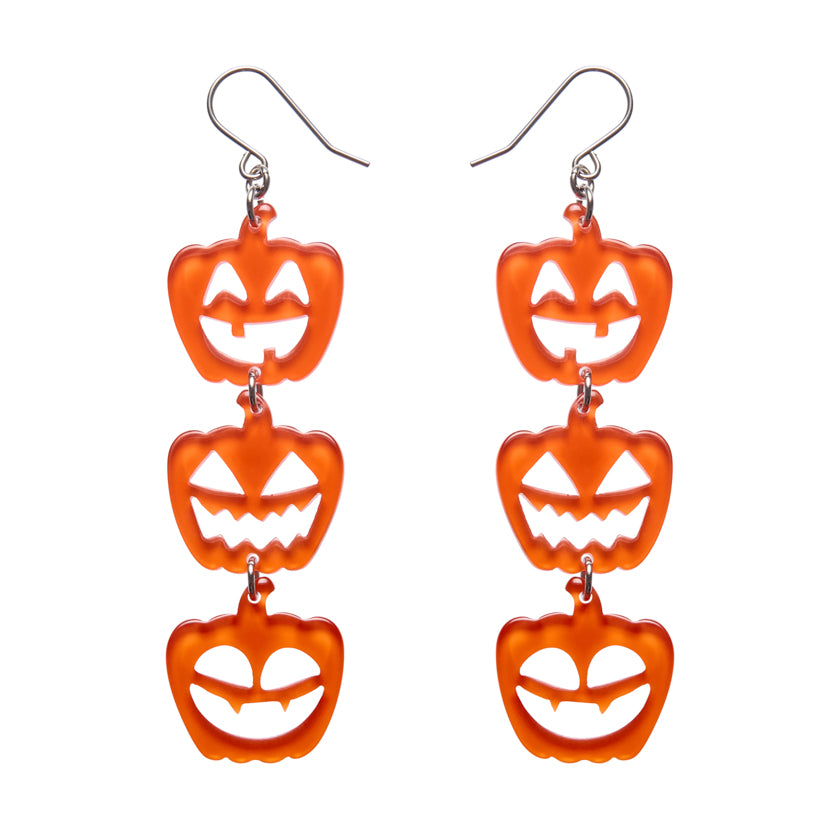 ERSTWILDER - Pumpkin Triple Drop Earrings: Orange - HAUNTED AT HEART- HALLOWEEN COLLECTION