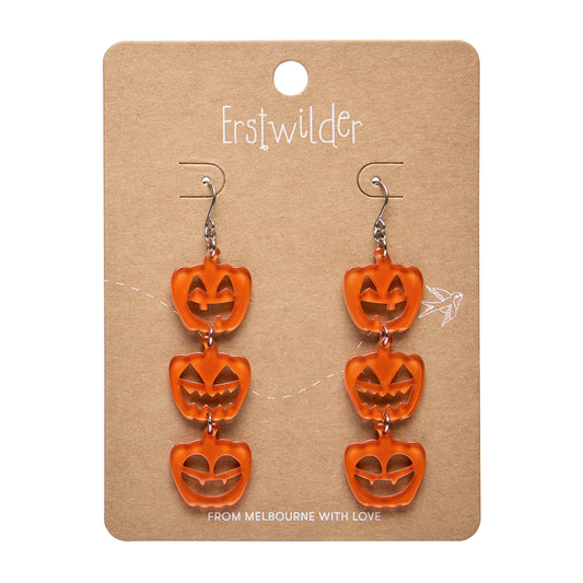 ERSTWILDER - Pumpkin Triple Drop Earrings: Orange - HAUNTED AT HEART- HALLOWEEN COLLECTION