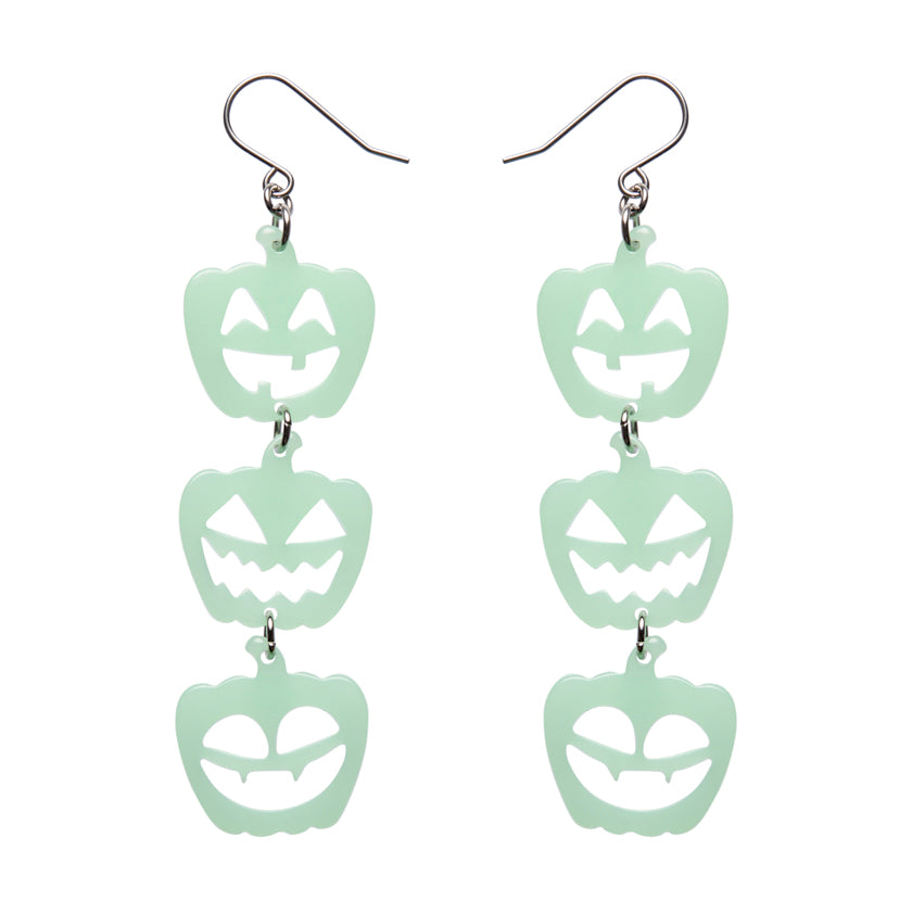 ERSTWILDER - Pumpkin Triple Drop Earrings: Glow in the Dark - HAUNTED AT HEART- HALLOWEEN COLLECTION