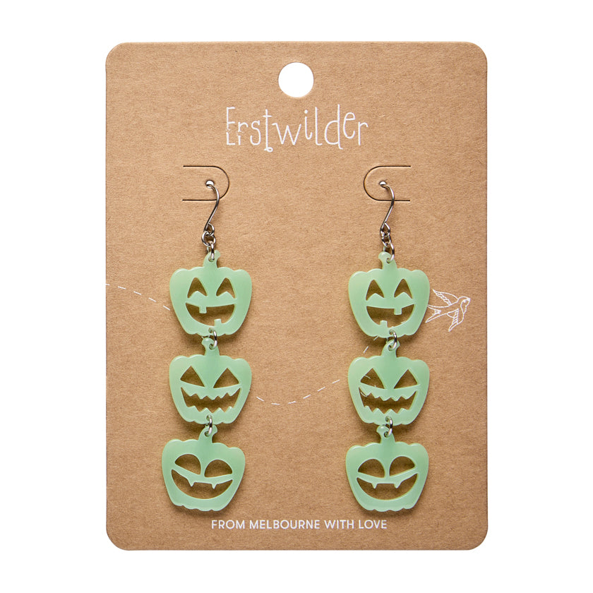 ERSTWILDER - Pumpkin Triple Drop Earrings: Glow in the Dark - HAUNTED AT HEART- HALLOWEEN COLLECTION