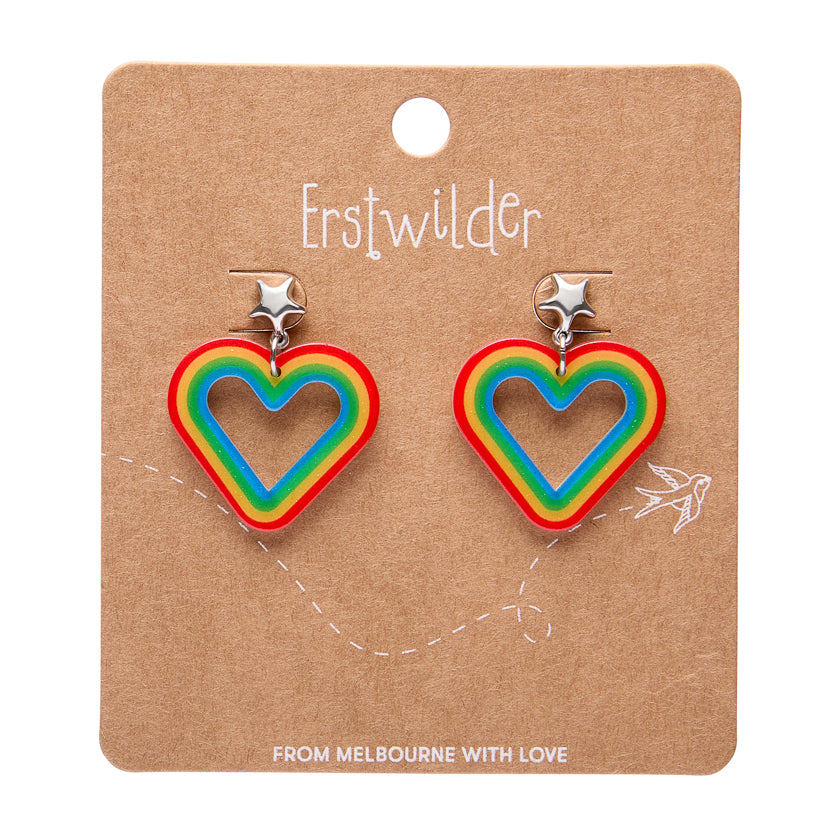 ERSTWILDER - Heart Rainbow Stud Drop Earrings - RAINBOW BRITE COLLECTION