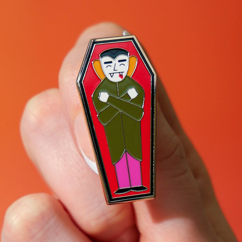 ERSTWILDER - "Cozy Coffin Enamel Pin" - HAUNTED AT HEART- HALLOWEEN COLLECTION