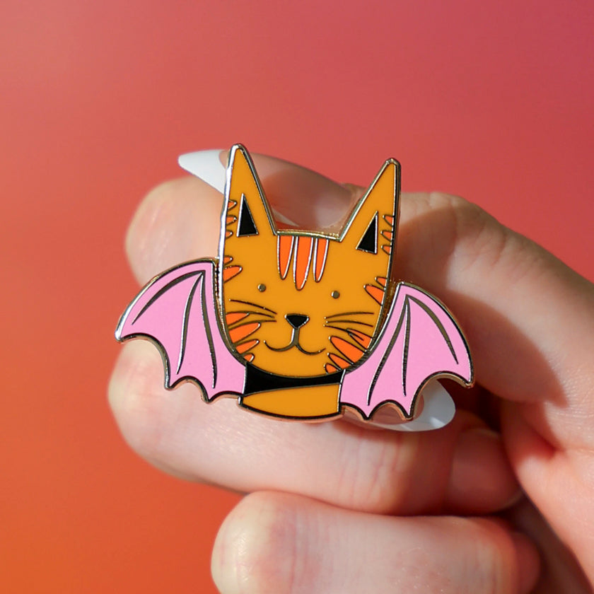 ERSTWILDER - "Winged Kitty Enamel Pin" - HAUNTED AT HEART- HALLOWEEN COLLECTION