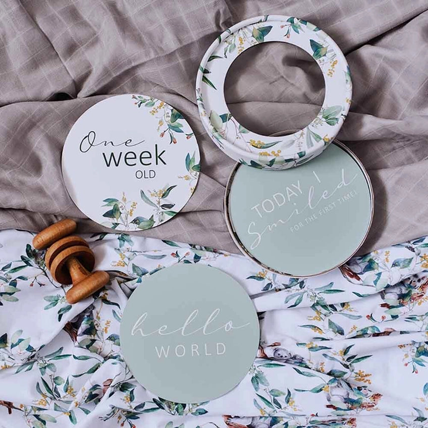SNUGGLE HUNNY Eucalypt and Sage Reversible Milestone Cards